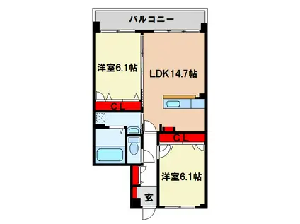 ソルベルデ五条(2LDK/3階)の間取り写真