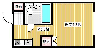 シャトレ白樺(ワンルーム/1階)の間取り写真