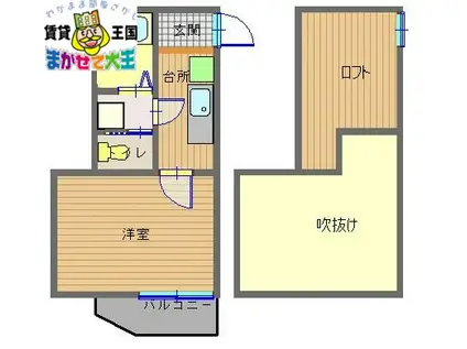 フレグランス大橋(1K/2階)の間取り写真