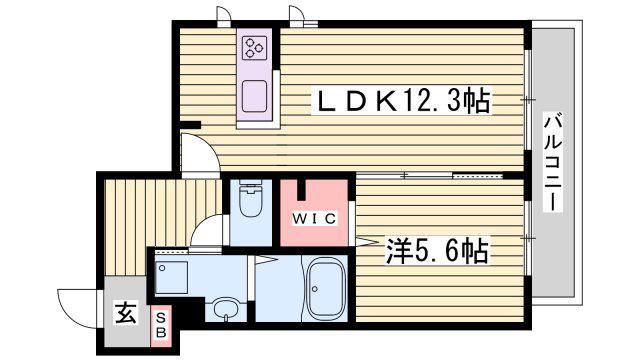 シャーメゾン ファーイースト英賀保(1LDK/1階)の間取り写真
