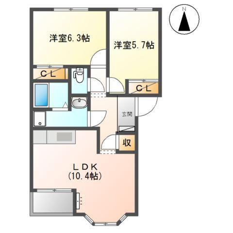 クレア雅(2LDK/2階)の間取り写真