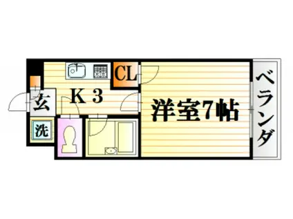 レジャンデールII(1K/3階)の間取り写真