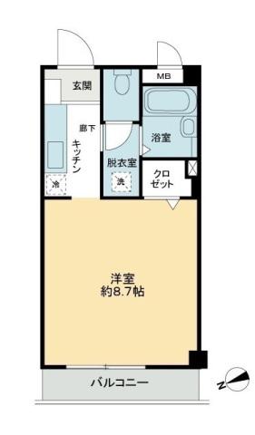 フィネス佐古(1K/2階)の間取り写真