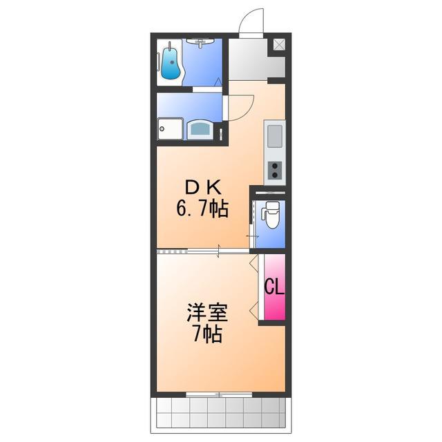 FELIZ貝塚(1DK/3階)の間取り写真
