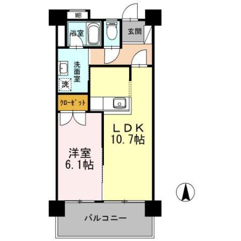 I・T・R(1LDK/5階)の間取り写真