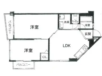 グリーンハイツ東三国(2LDK/2階)の間取り写真