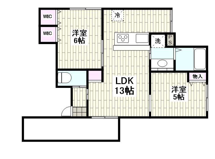 リベルテ・サンクーラ(2LDK/2階)の間取り写真