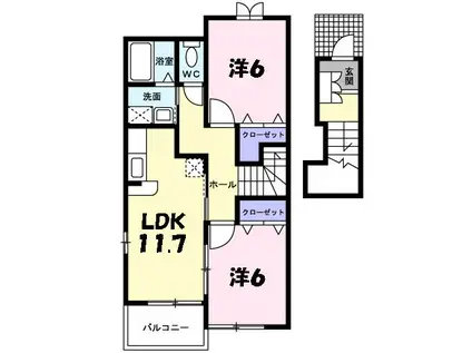 ミニョンストリートI(2LDK/2階)の間取り写真