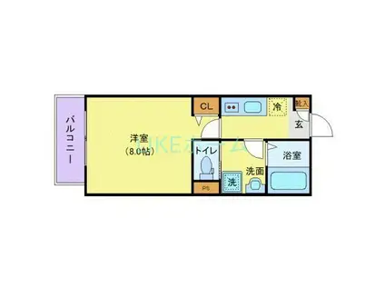 ジーメゾン鎌ケ谷東道野辺アマーレ(1K/1階)の間取り写真