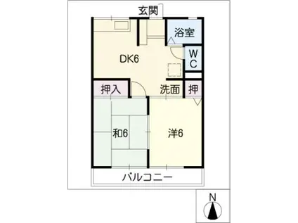シティハイムシャトレ(2DK/1階)の間取り写真