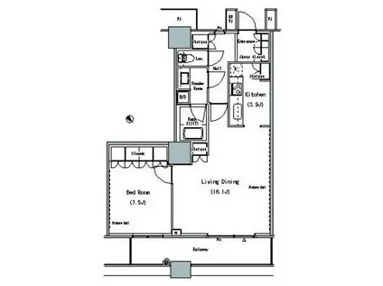 THE TOKYO TOWERS MIDTOWER(1LDK/18階)の間取り写真