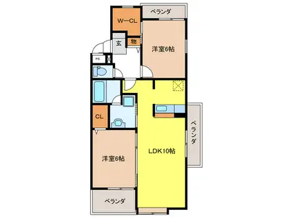 MARCHER(2LDK/3階)の間取り写真