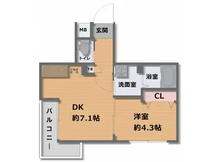 ARCA山科(1DK/2階)の間取り写真