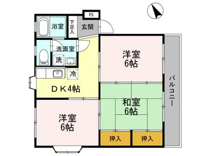 パレ・ドゥ大淀(3DK/3階)の間取り写真