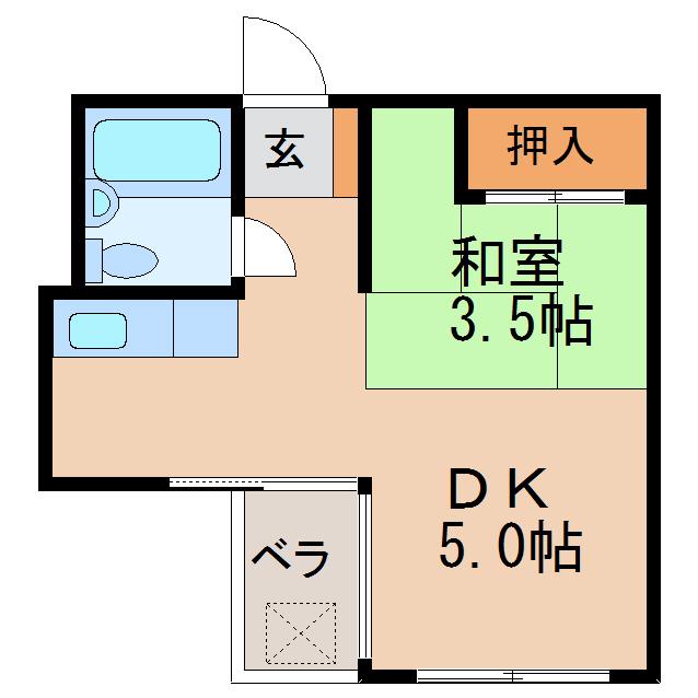ハイツ栄(1DK/5階)の間取り写真
