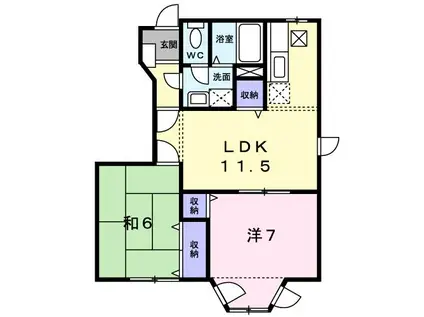 カルムメゾン姫子B棟(2LDK/1階)の間取り写真