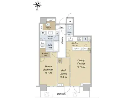 パークタワー西新宿(2LDK/38階)の間取り写真