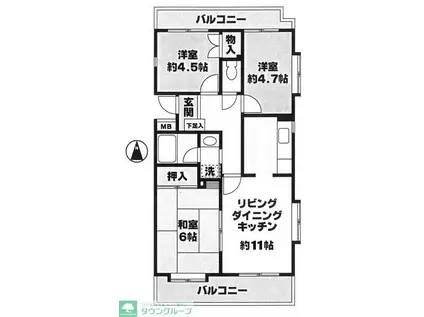 辻堂ガーデンタウン(3LDK/1階)の間取り写真