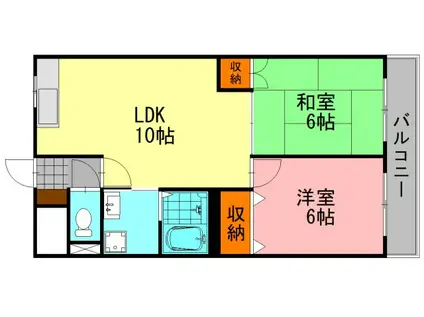 アンフォーラ宮脇(2LDK/1階)の間取り写真