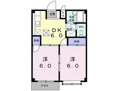 エルディム乗小路(2DK/1階)の間取り写真