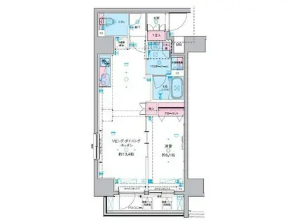 GENOVIA 東神田 GREEN VEIL(1LDK/8階)の間取り写真