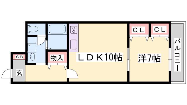 上野マンション(1LDK/1階)の間取り写真
