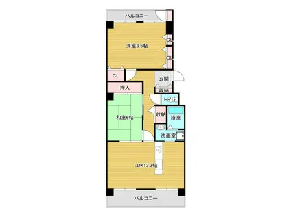 藤和さやまハイタウン(2LDK/15階)の間取り写真