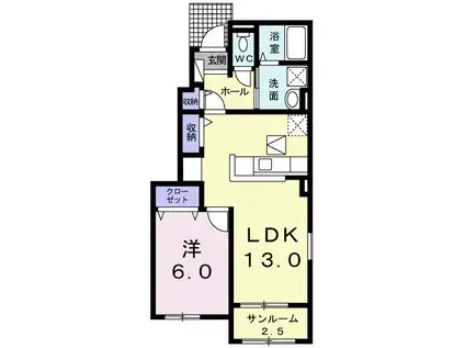 時計台テラスI(1LDK/1階)の間取り写真