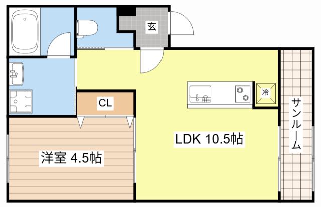 GROVE NOA(1LDK/1階)の間取り写真