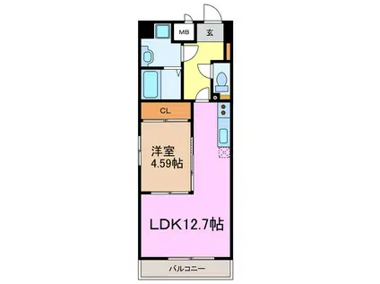 GRANDUKE東別院(1LDK/8階)の間取り写真