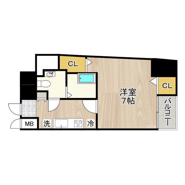CITY SPIRE堺筋本町(1K/9階)の間取り写真