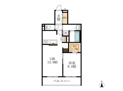 メゾン天白公園東 E棟(1LDK/3階)の間取り写真