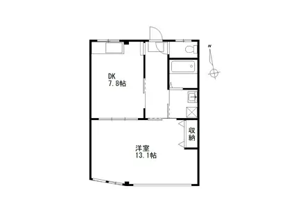 バロネス(1DK/2階)の間取り写真