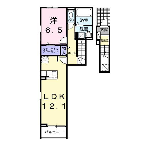 イーケートラスト(1LDK/2階)の間取り写真