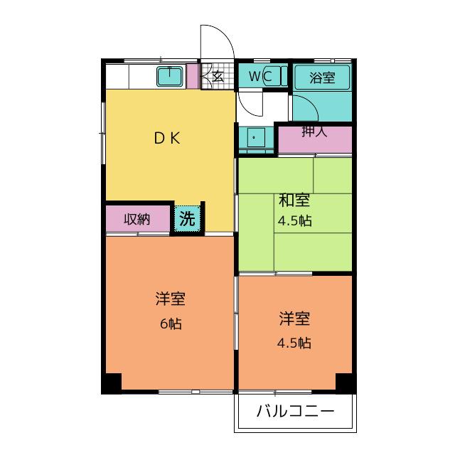 EAGLE MIHO(3DK/4階)の間取り写真