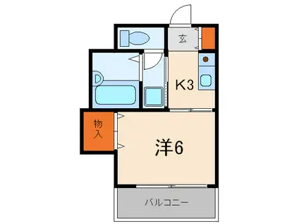 ヴィラ芦屋川(1K/2階)の間取り写真