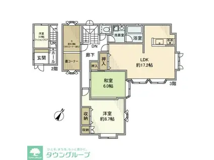 田園調布戸建(3SLDK/3階)の間取り写真