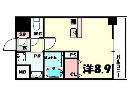 ファーストフィオーレ三宮イーストII(1K/4階)の間取り写真