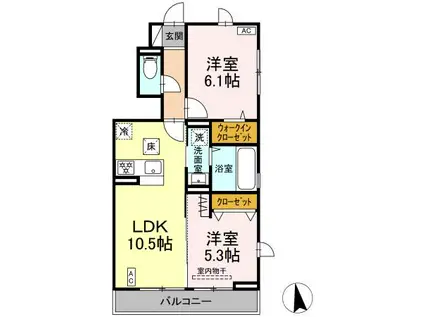 センチュリーハイムすみよし台 VI(2LDK/1階)の間取り写真