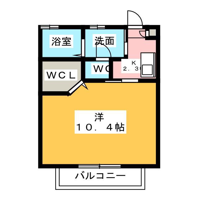 エルフローラB棟(1K/1階)の間取り写真