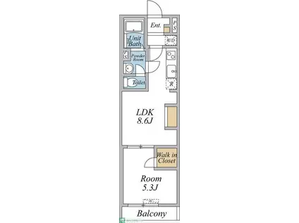 リブリ・高野(1LDK/1階)の間取り写真