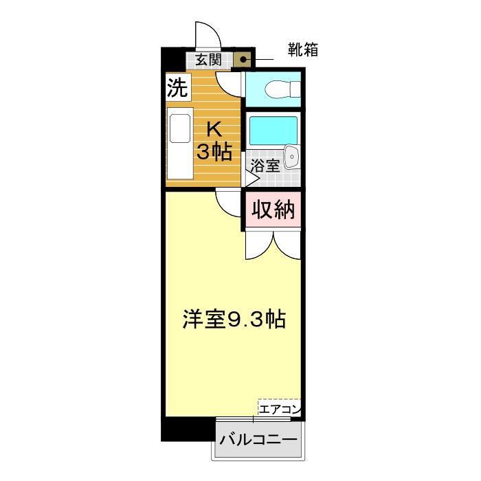ハイアートビル新下関(1K/8階)の間取り写真