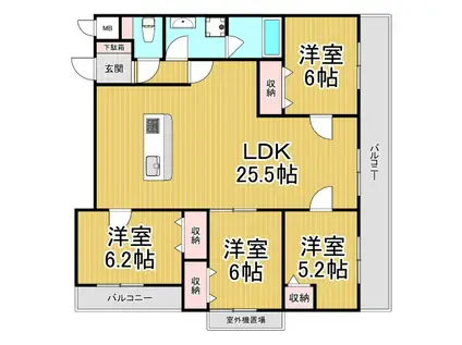 MESSAGE苦楽園三番町(4LDK/1階)の間取り写真