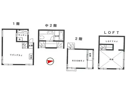 クインズ(1LDK/1階)の間取り写真