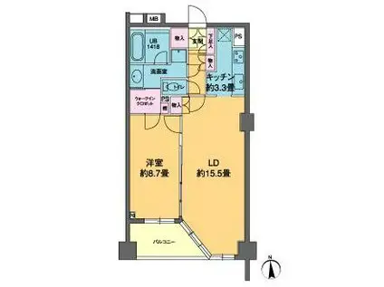 カスタリア高輪(1LDK/4階)の間取り写真