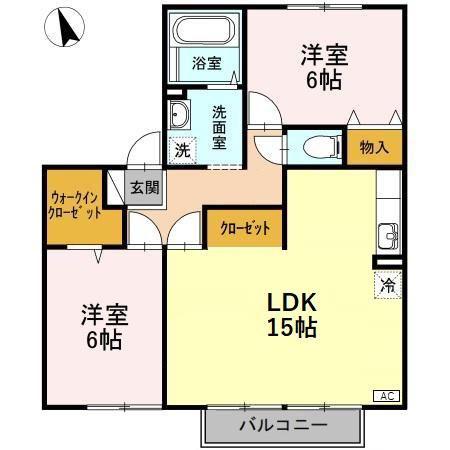 グランルミエールB棟(2LDK/2階)の間取り写真