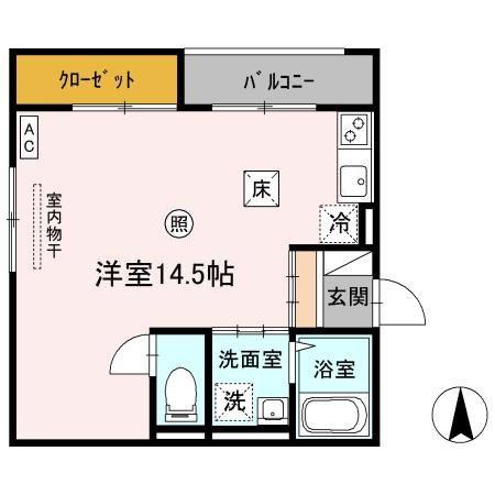 サンエクセルC棟(ワンルーム/1階)の間取り写真