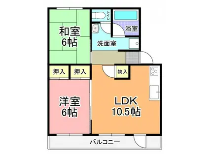 水戸昭和ビル I(2LDK/5階)の間取り写真