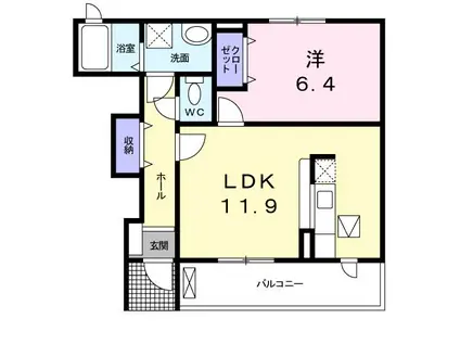 グリーンヒル六番館(1LDK/1階)の間取り写真