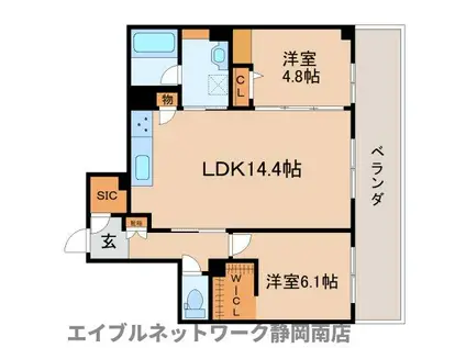 グランダルシュ大坪(2LDK/1階)の間取り写真
